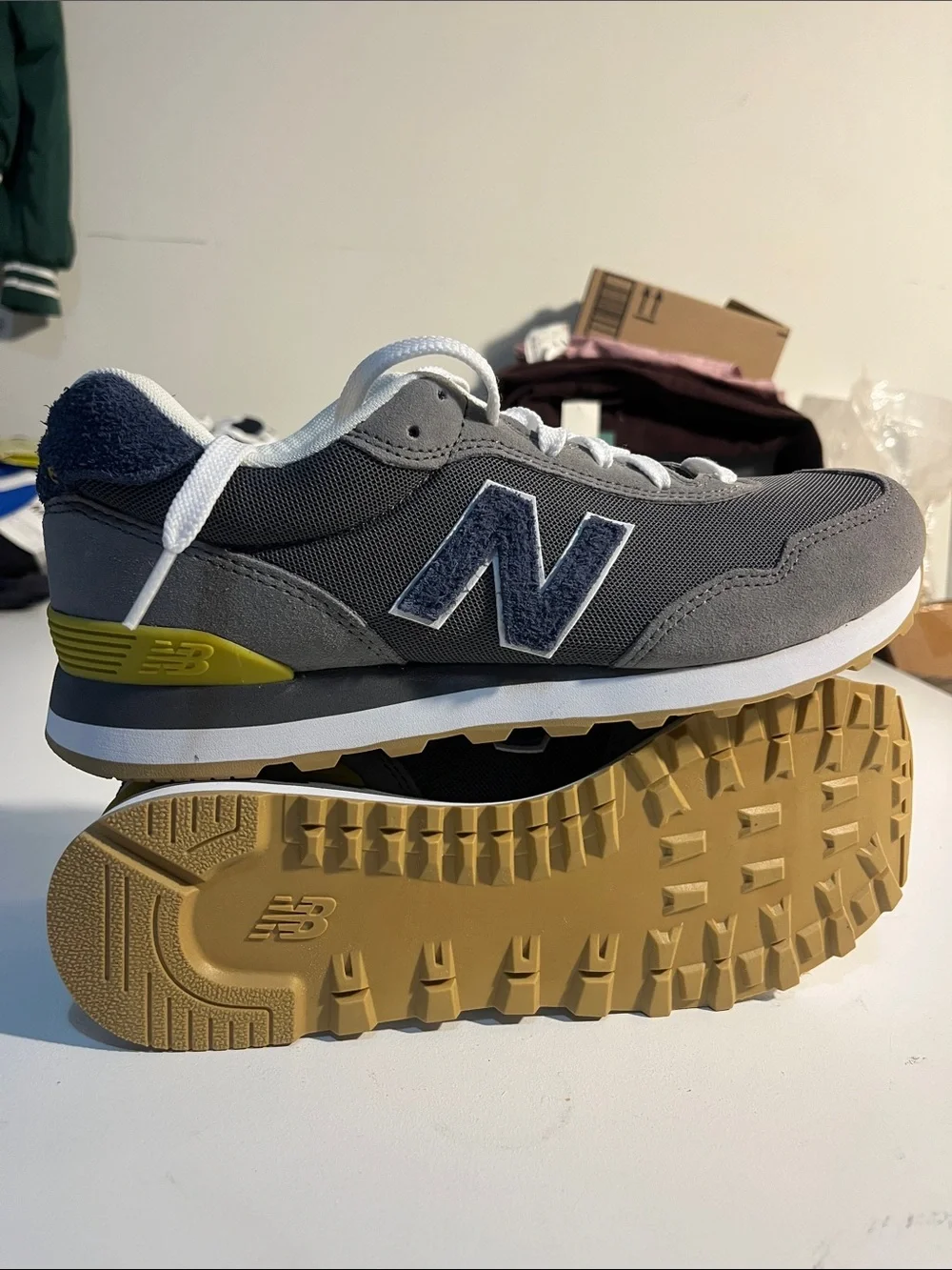 New Balance Gray and White 515 Running Sneakers